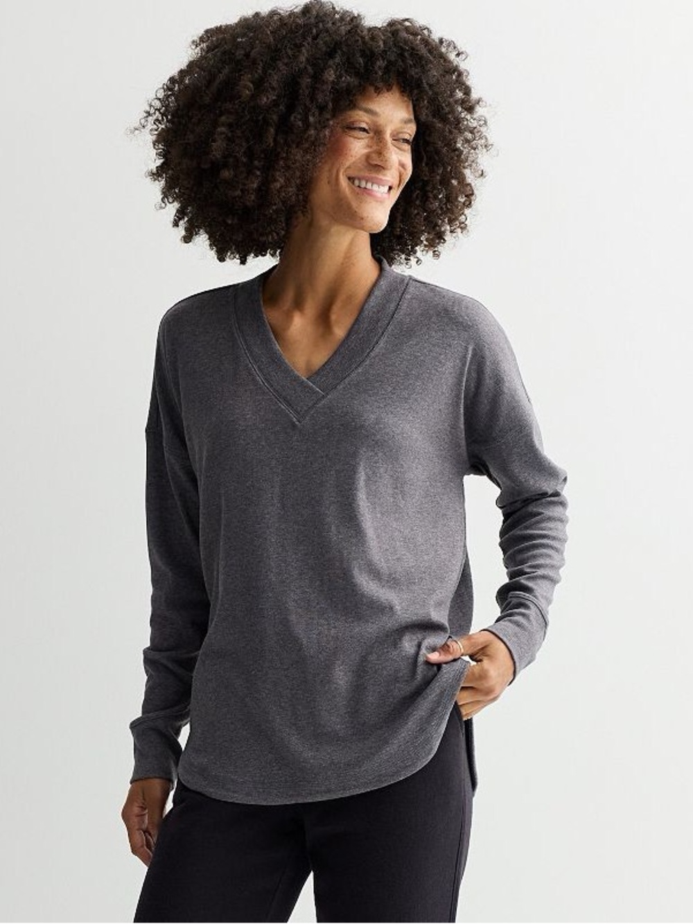 Women's Tek Gear® French Terry Rib V-Neck Tunic Top 1X